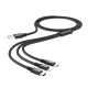 Кабель USB to Micro USB+Lightning+Type-C, Hoco X14, 2.4A 1.0m, black (6931474719157)