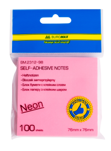 Стікери NEON 76X76 по 100 арк.асорті,Buromax