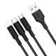 Кабель USB to Micro USB+Lightning+Type-C, Hoco X25, 2.0A 1м, чорний (6957531080169)