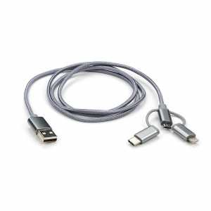 Кабель USB 3в1 (Lightning+MicroUSB+T Vinga  1.0m, чорний (Charge3in1)